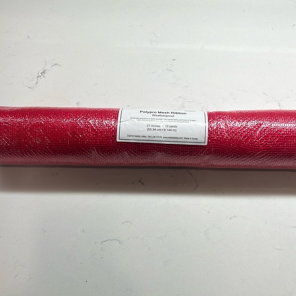 Hobby Lobby Polypro Mesh Ribbon Weatherproof Red - Picture 3 of 7